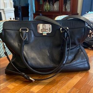 Elegant Cole Haan Black Leather Birkin-look bag with shoulder strap